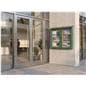 Outdoor enclosed bulletin board with being utilized outside a real estate agency 