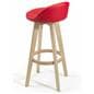 Modern Red Barstool with Wood Base