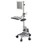 Adjustable Height Computer Cart with Keyboard Tray and Mouse Pad