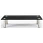 Black glass desk riser with silver standoffs