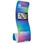 Custom tension fabric tv stand with vibrant artwork
