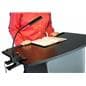 Podium light shown in use on black lectern