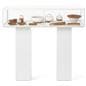 Table display case with white beveled trim 