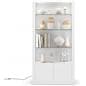 White display cabinet with glass doors and adjustable shelves