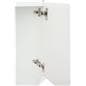 White display cabinet with glass doors and hinged storage area