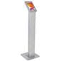 Silver locking iPad tablet floor stand with hidden audio port