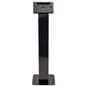 Black locking iPad tablet floor stand flips from landscape to portrait mode