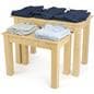 Wood Nesting Tables Promoting Merchandise