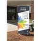 Wide outdoor double-sided banner stand weather resistant 