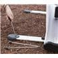 Outdoor retractable banner display frame with ground stakes