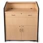 Multimedia podium with locking storage and wide surface area