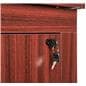 Lecture podium with cabinet secured by lock and key