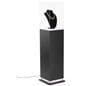 Pedestal display case with acrylic cover in matte black finish