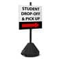 Parking lot sign base with sign