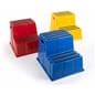 Three Industrial step stands in bright colors