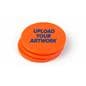 Set of three orange disc mini prize drop custom game pucks