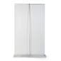 Premium wide base retractable banner stand with stay-flat vinyl panel