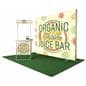 Mobile demo display counter shown with matching branded backdrop