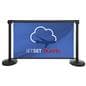 Double-sided retractable stanchion barrier with full color graphics