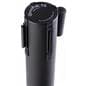 Retractable barrier stanchion with plastic cassettes secured with screws