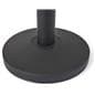 Red retractable belt barrier with a weighted round base
