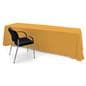 Golden polyester table cover with sewn-in corners for a smooth presentation 