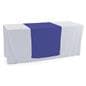 Blue table runner with flame retardant treatment