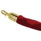 Red rope stanchion event backdrop with velvet finish fabric connectors 