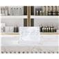 Horizontal acrylic sign holder placed on countertop in retail setting