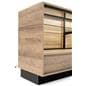 Wooden display showcase with black toe kick 