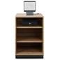 Wood host stand with two shelves