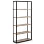 Rustic shelving unit with black frame