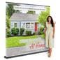 8’W custom printed pull-up backdrop with full color artwork