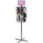 Rotating Grid Rack Propped with Merchandise