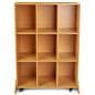 Mobile cubby storage unit with whiteboard back and beech wood veneer