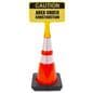 Custom traffic cone sign topper with landscape orientation