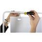 Minimalist white freestanding signage with easy screwing mechanism to secure graphics
