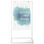 Minimalist white freestanding signage with customized graphics included