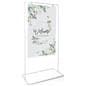 Minimalist white freestanding signage with full color single sided graphics