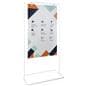 Minimalist white signage stand with UV digital printing