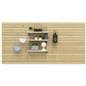 Large Maple Slot Wall Panel Board Propped with Plants and Lanterns