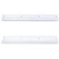 Clear acrylic shelves with four dual sided keyholes 