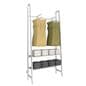 Wall mount a-frame outrigger accommodates both hanging and folded clothing