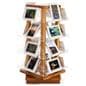 Spinning wooden literature holder includes 16 acrylic shelves 