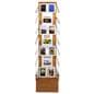 Revolving wood literature rack with 8 inch shelf clearance 