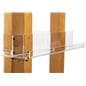 Revolving wood literature rack with three sixteenths inch thick acrylic shelves 