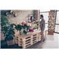 Revolving wood literature rack with clear acrylic shelving 