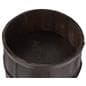 Bourbon barrel display case has a 8 inch deep false bottom