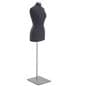 Female body form mannequin with brushed silver base