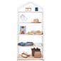 78 inch tall white metal and wood shelving unit